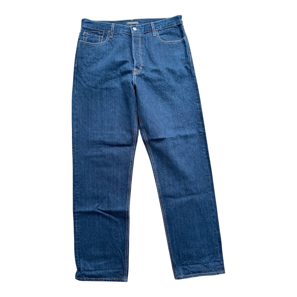 Banana Republic Relaxed Fit Jeans Dark Indigo Cotton Ramie Made in USA Mens 33